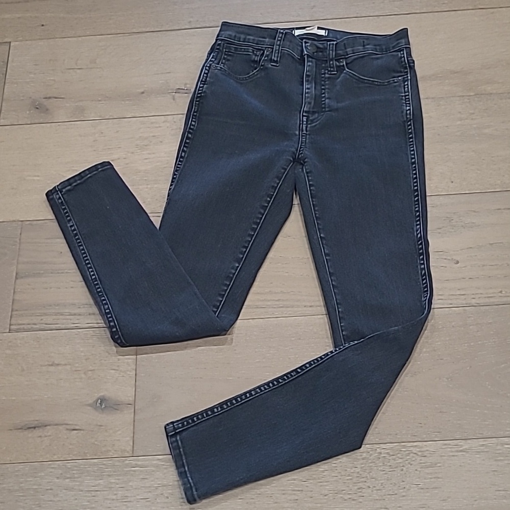 Madewell Jeans Women's sz 25 10" High Rise Skinny Leg Black Denim Jeans